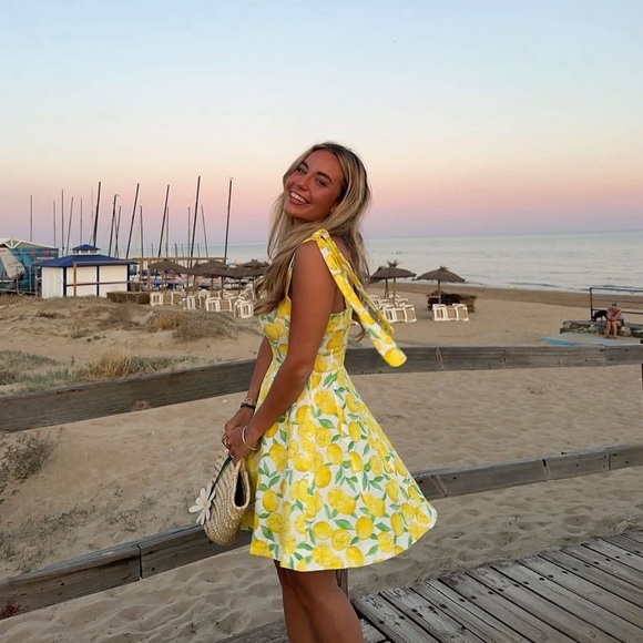 PRINTED LINEN BLEND MINI DRESS - Picture 1 of 10